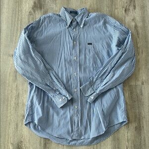 Faconnable Blue Gingham Classique Casual Button Down Shirt